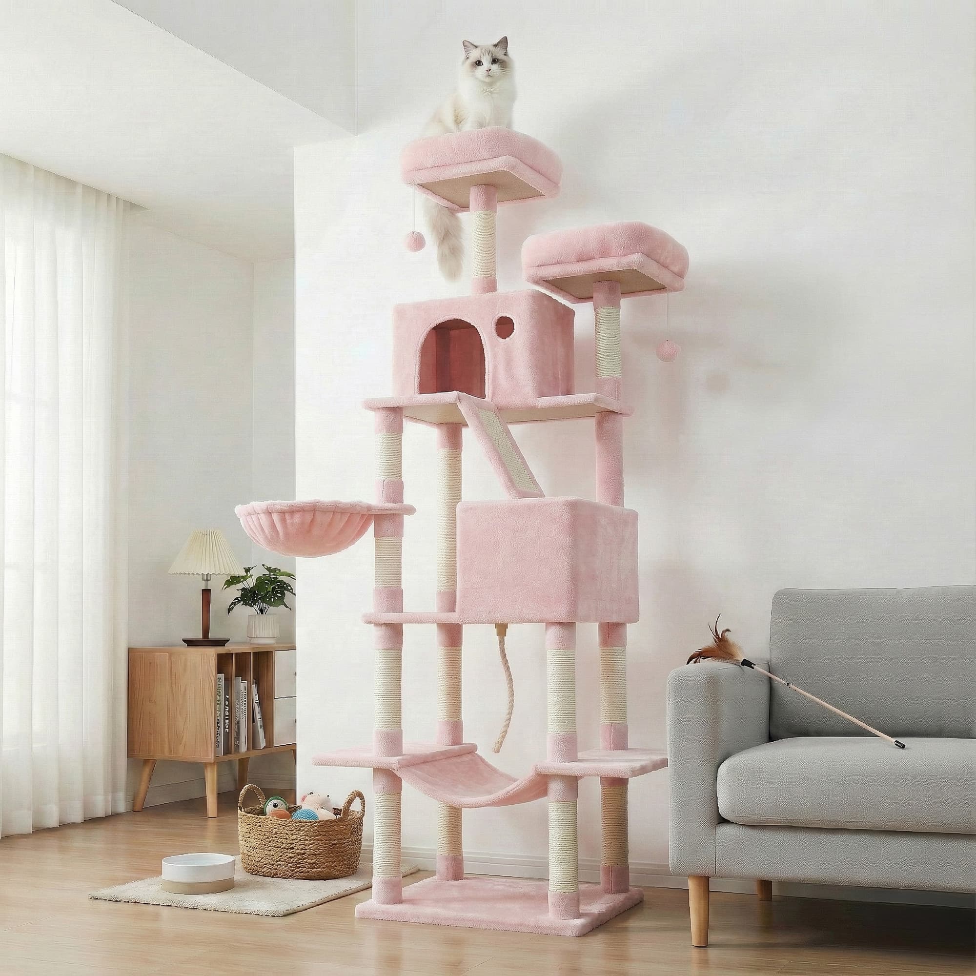 Large cat tree with scratching posts hammock and perches for indoor cats - Image 3