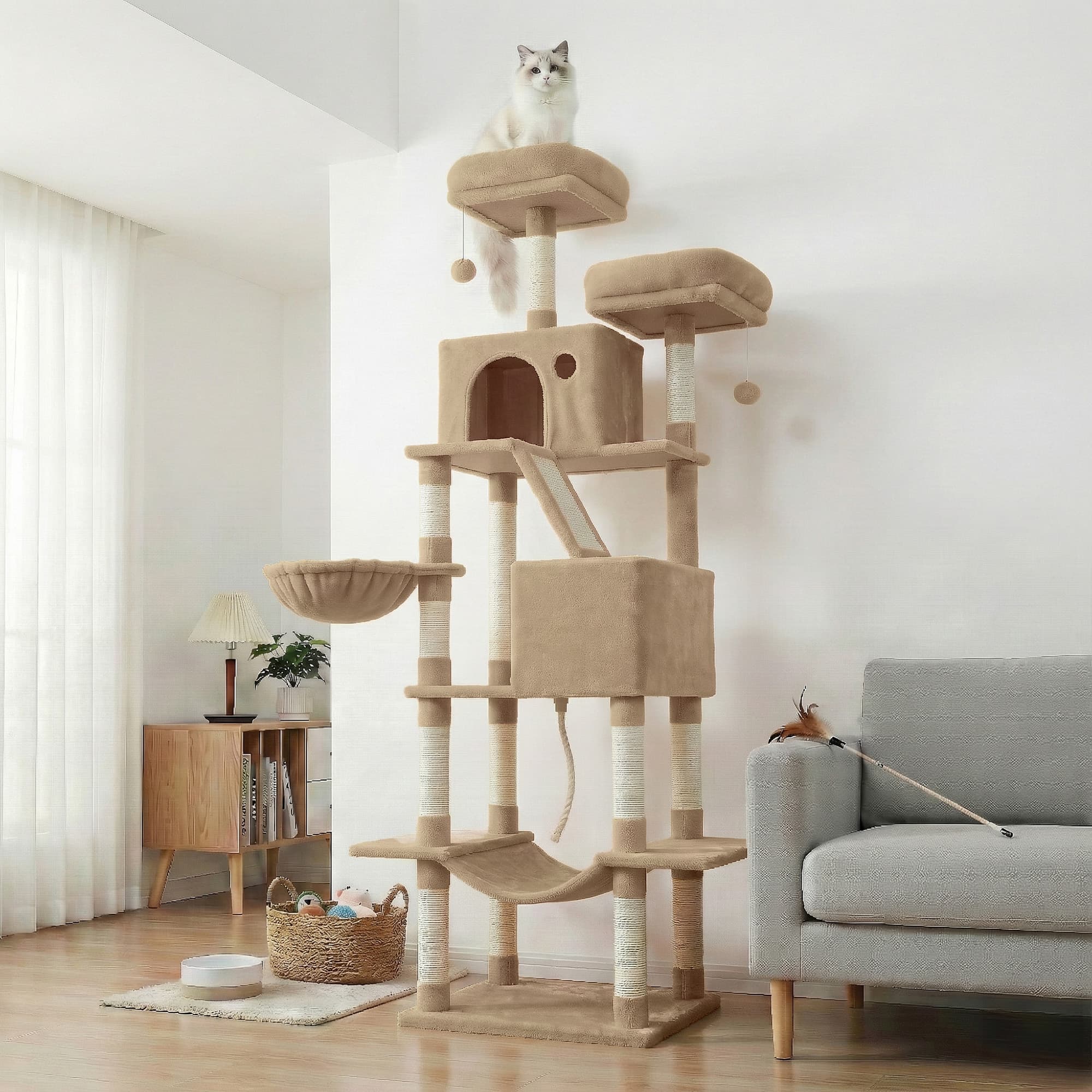 Large cat tree with scratching posts hammock and perches for indoor cats - Image 4