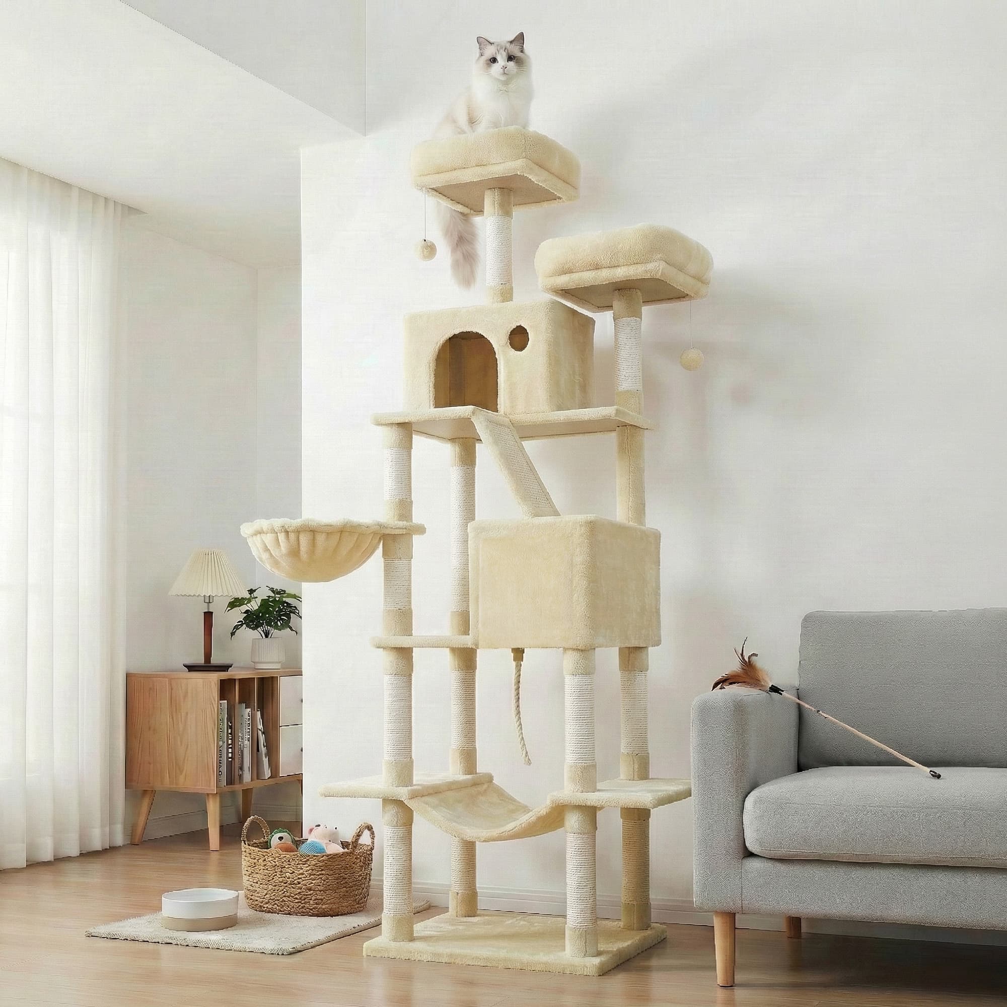 Large cat tree with scratching posts hammock and perches for indoor cats - Image 5