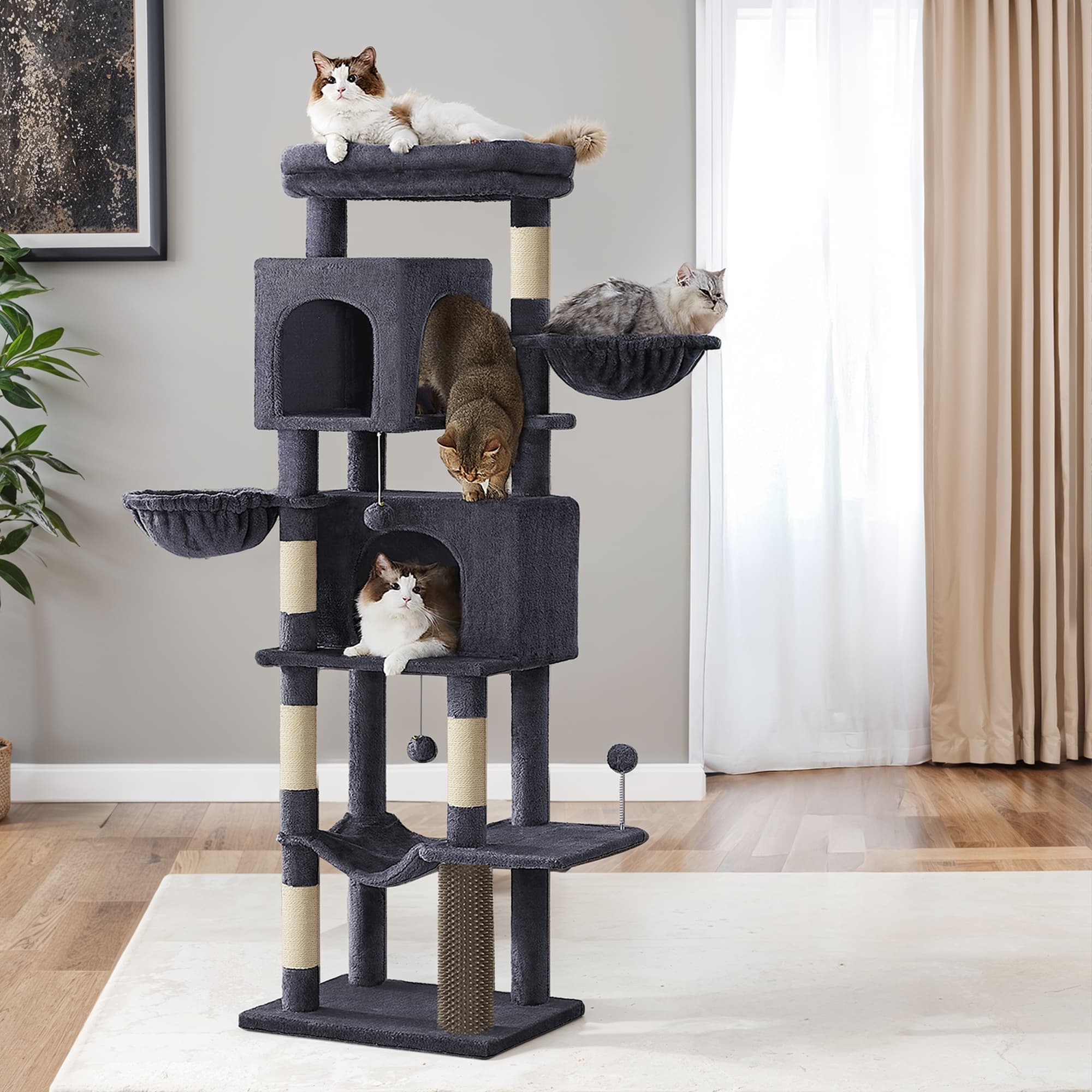 Large multi level cat tree tower with self groomer and posts - Image 2