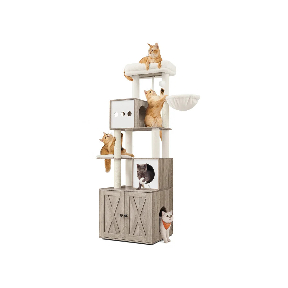 72.8" Tall 2-in-1 Cat Tree with Scratching Posts - Image 2