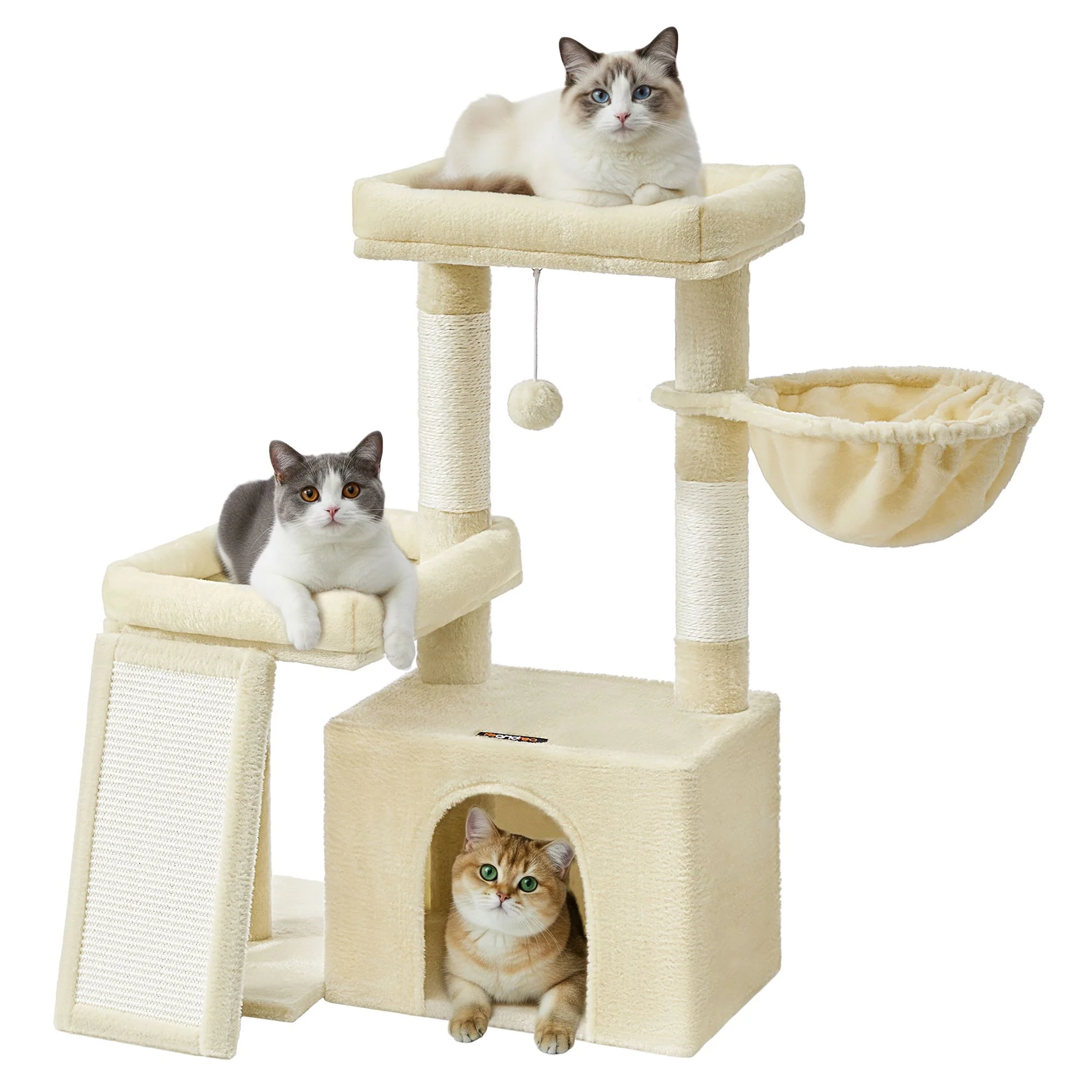 Feandrea Cat Tree, Cat Tower Condo with Scratching Posts and Ramp - Image 3