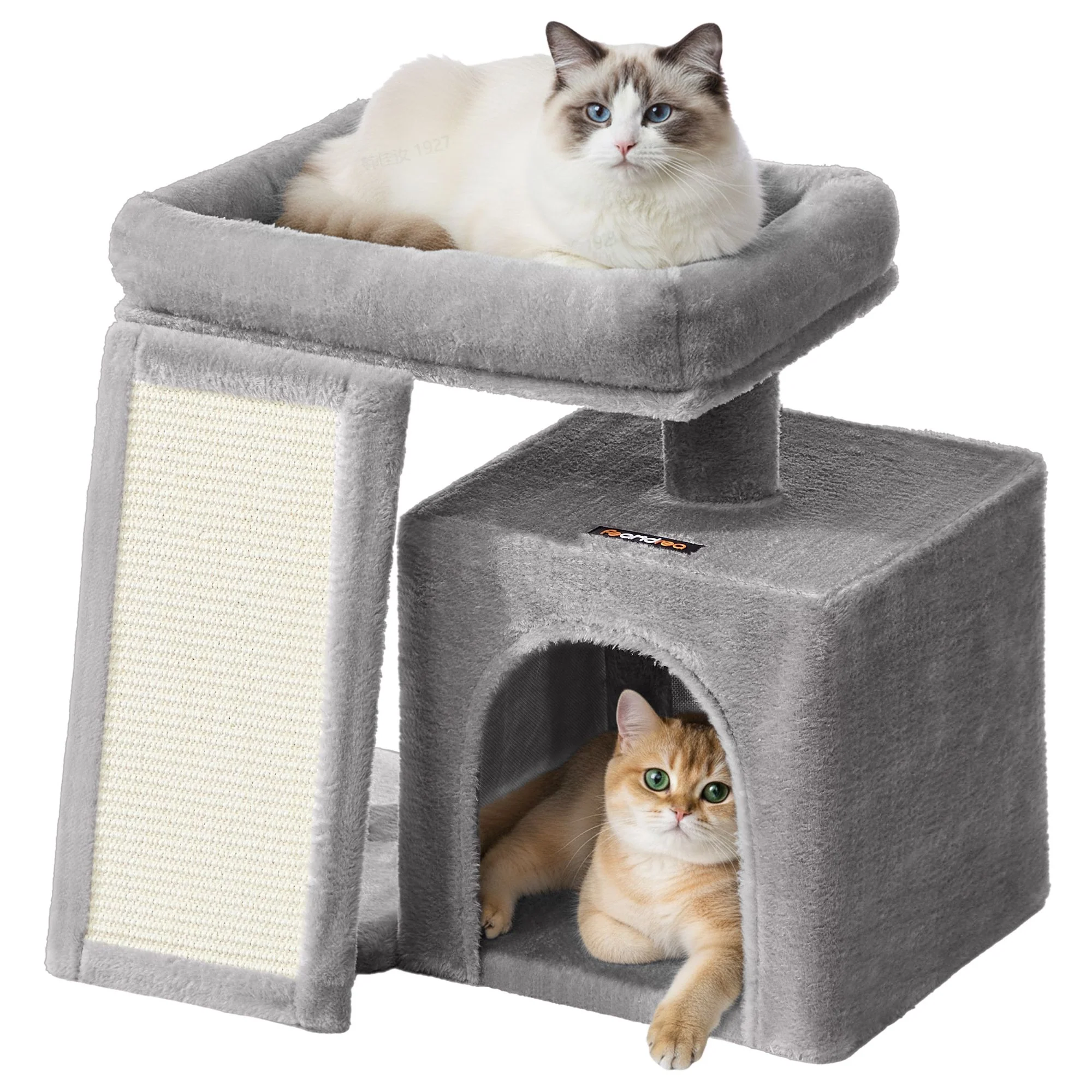 Small Cat Tree with Scratching Ramp