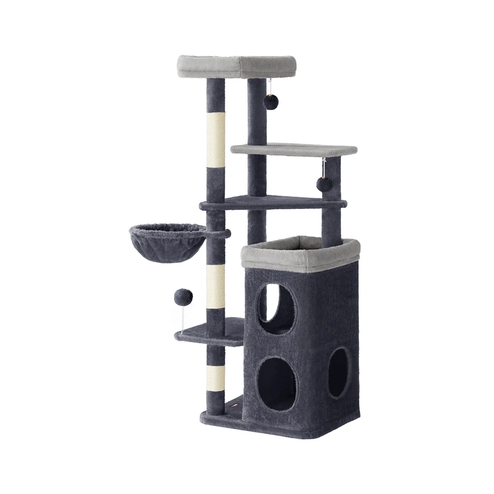 Feandrea Tall Cat Tree Tower, Multiple-Level Cat Condo with 2 Caves - Image 2