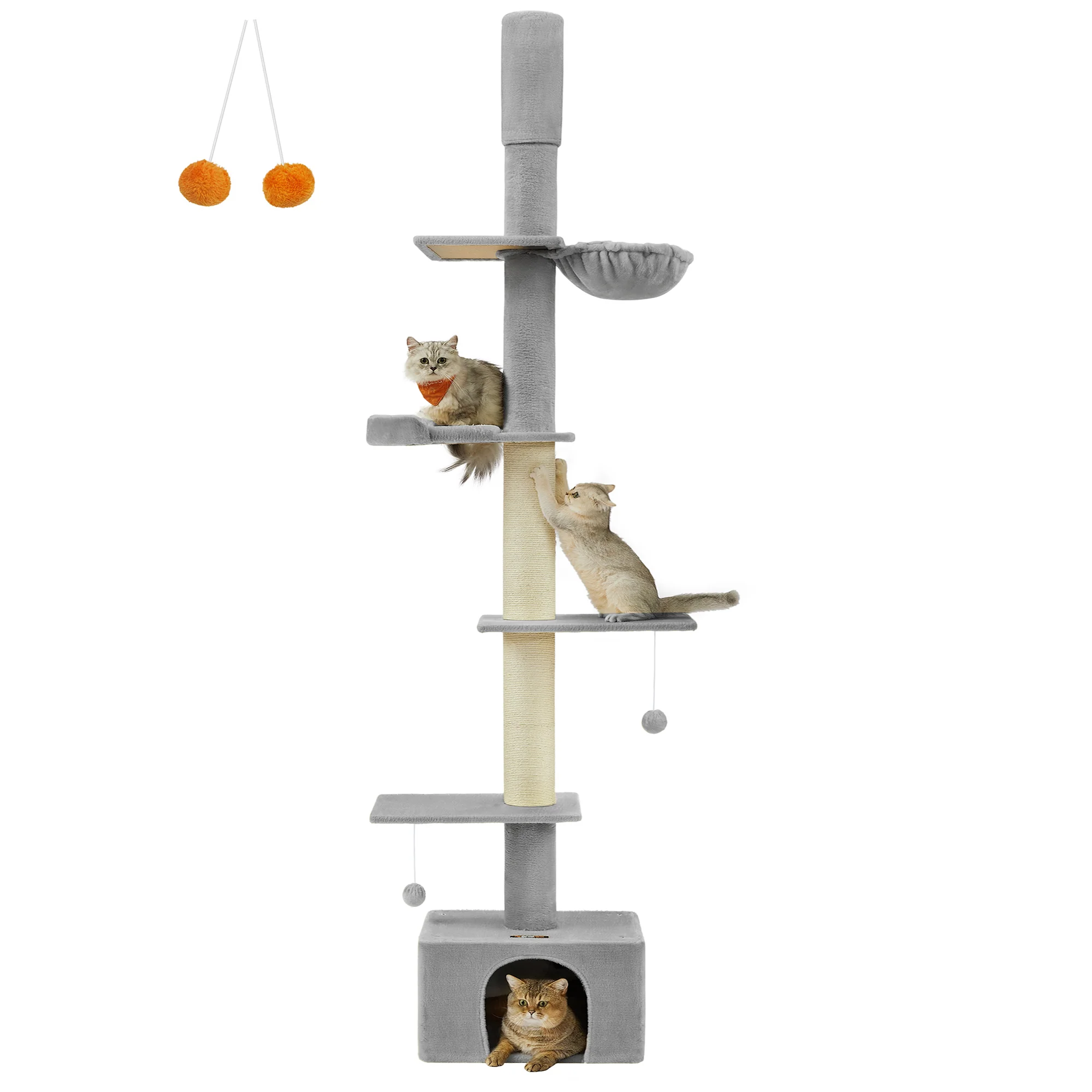 Floor to Ceiling Cat Tree, 91-115 Inches Height Adjustable Cat Tower