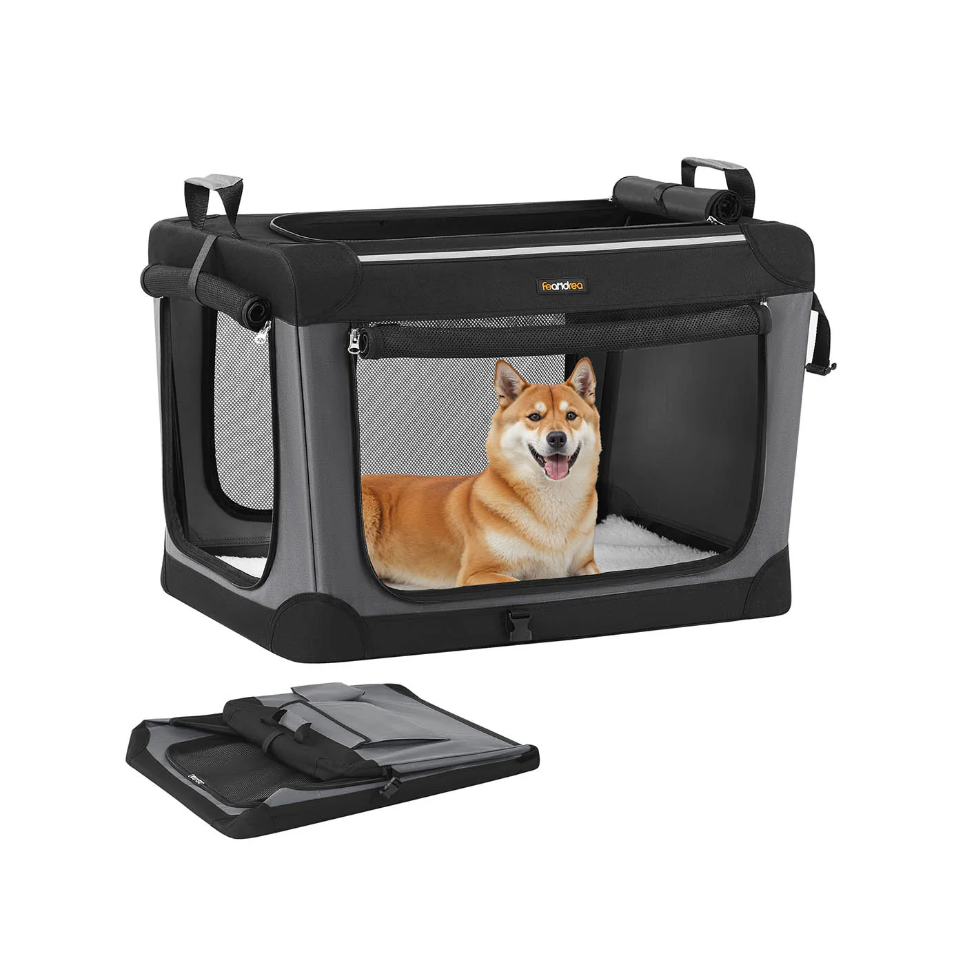 Portable Oxford Fabric Dog Crate with Multiple Features - Image 2