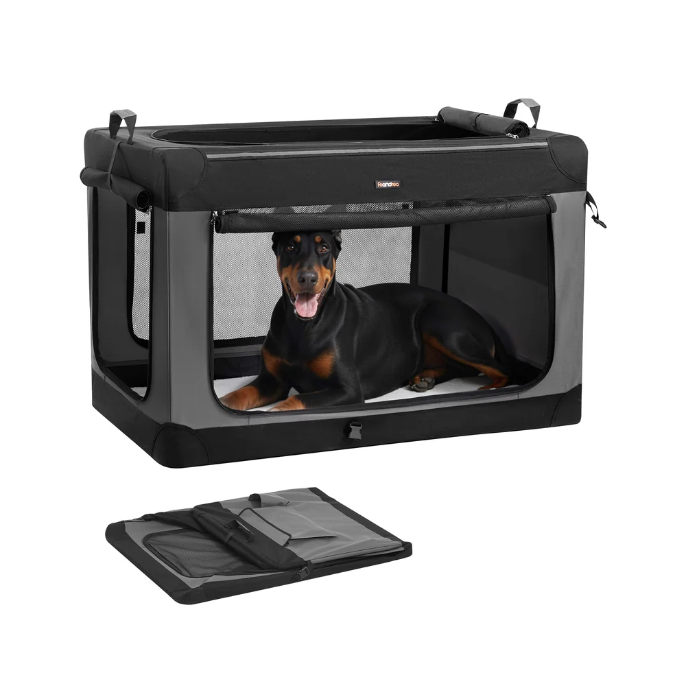 Portable Oxford Fabric Dog Crate with Multiple Features - Image 6