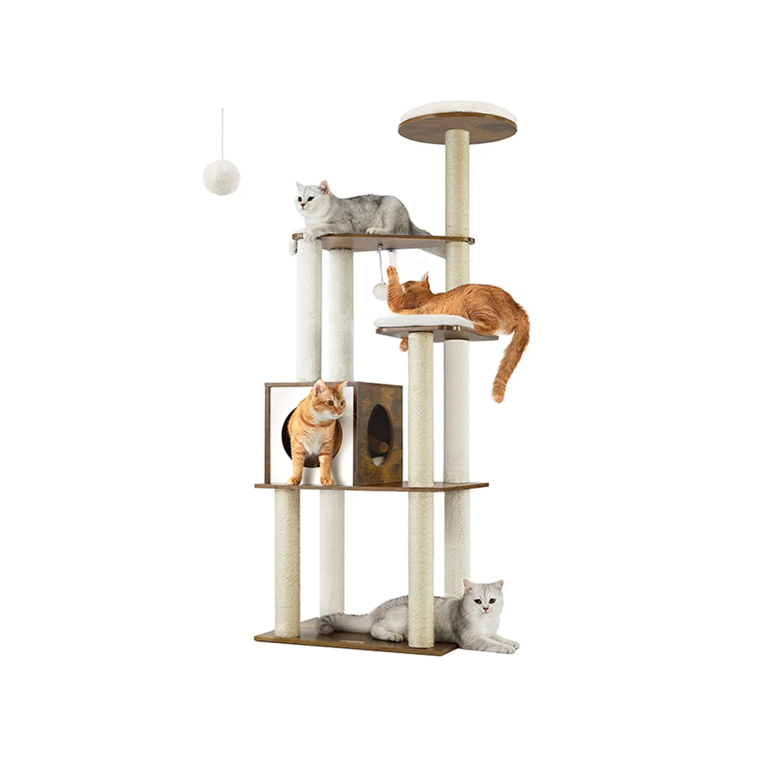 WoodyWonders 65-Inch Multi-Level Cat Tree - Image 2