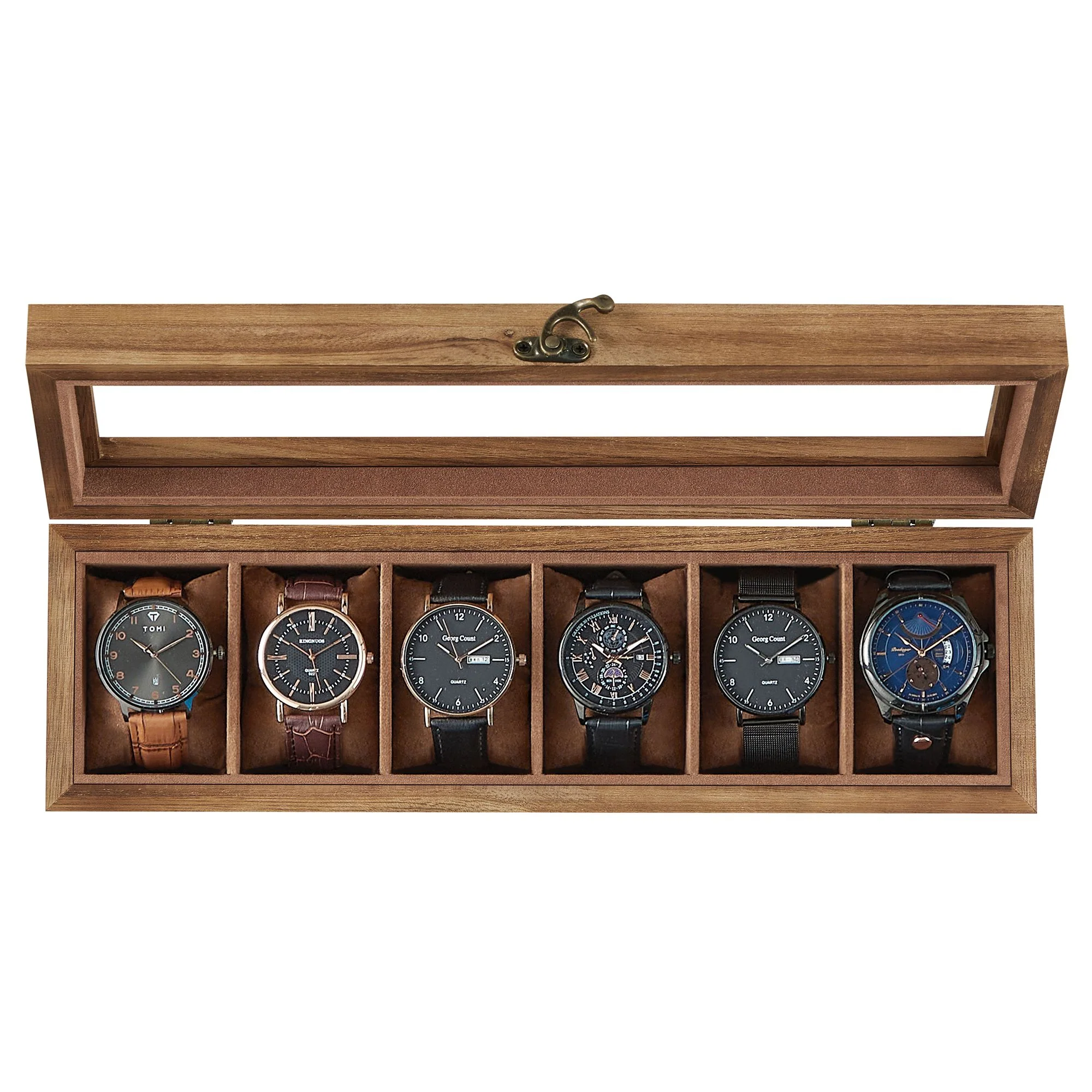 Wood Watch Box with Glass Lid