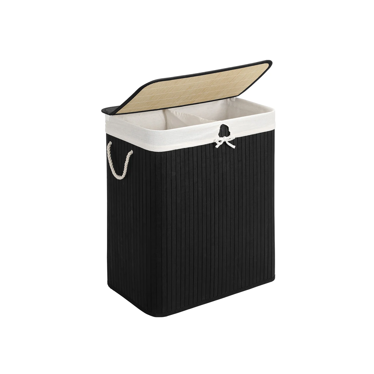 2-Section Laundry Basket with Lid