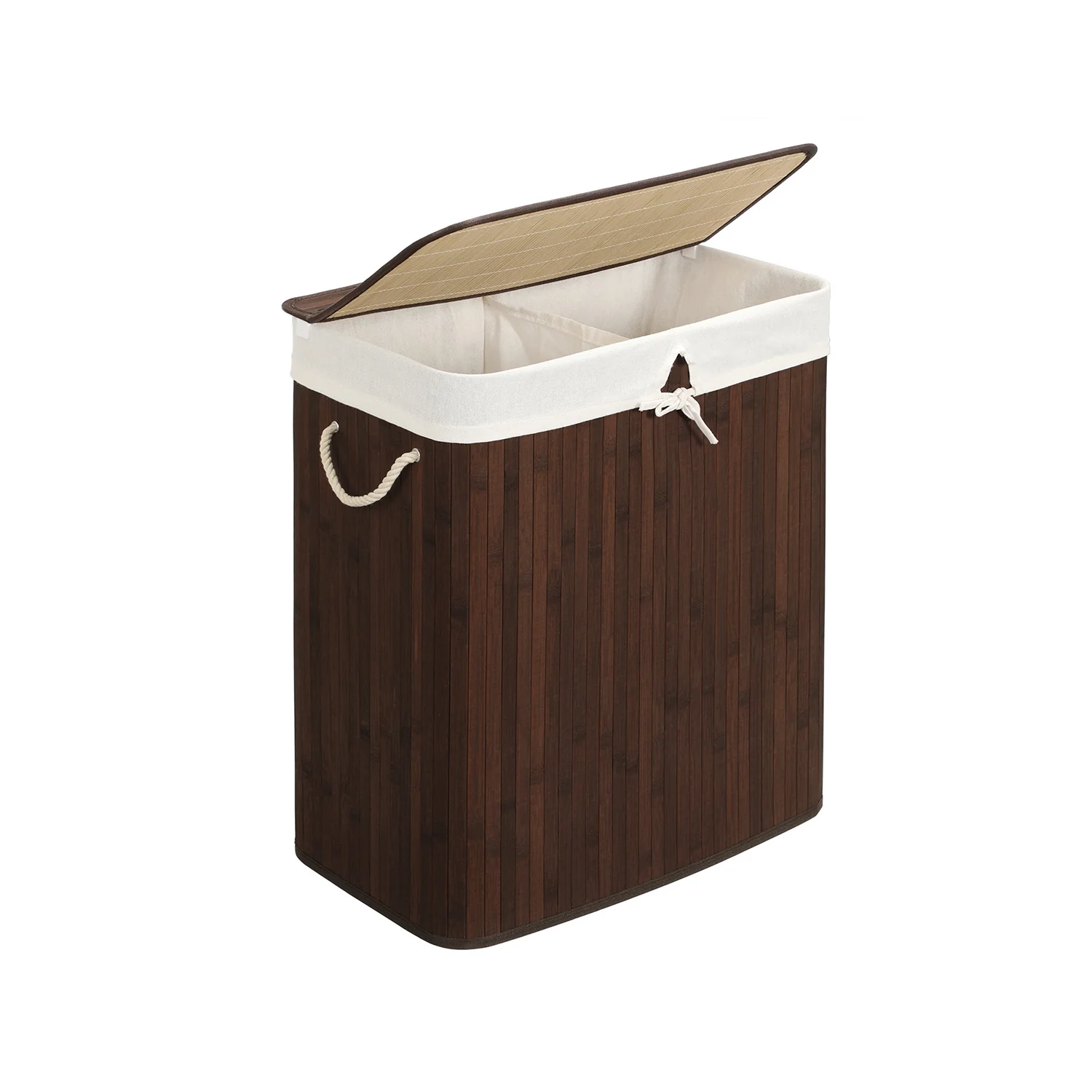 2-Section Laundry Basket with Lid - Image 2