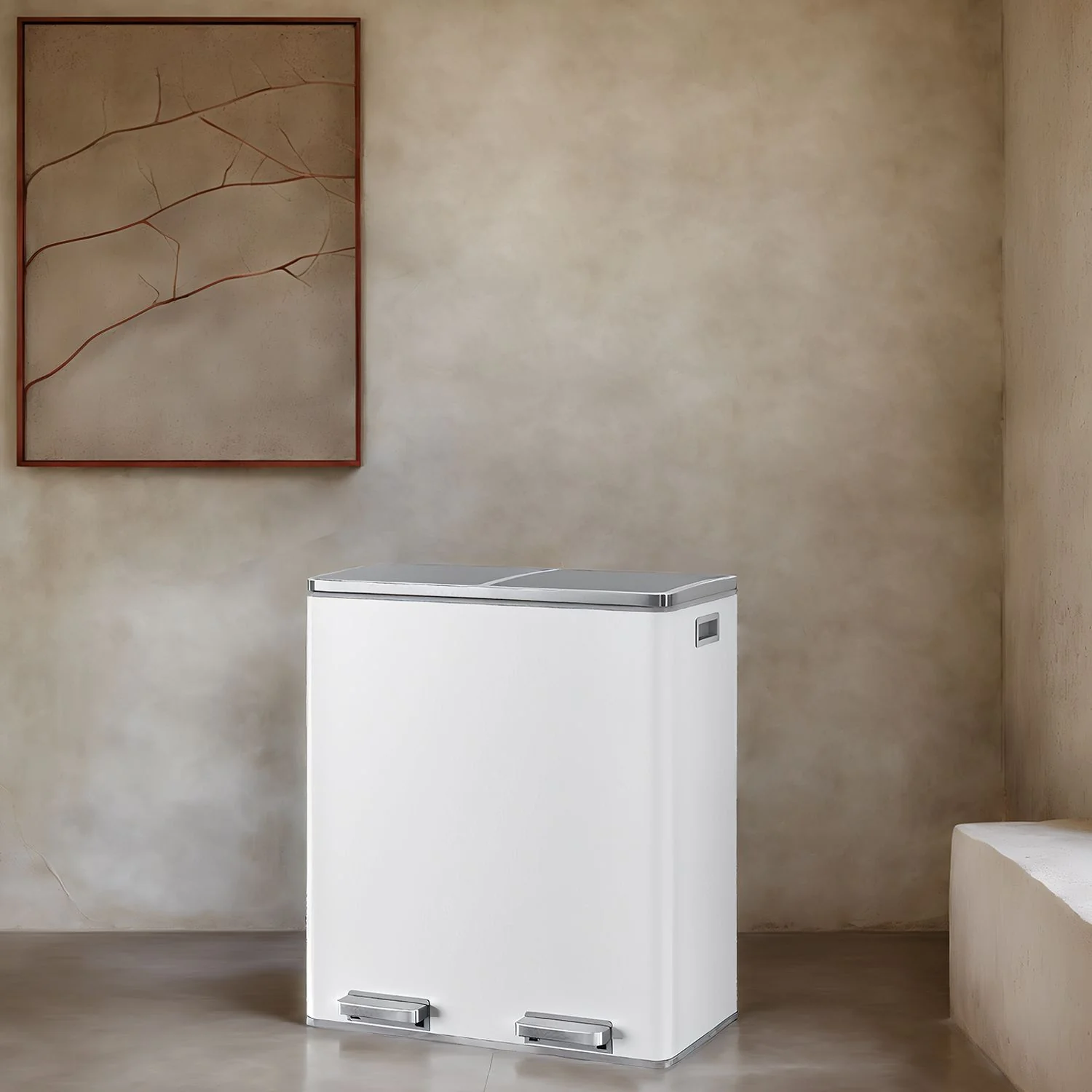 Dual compartment kitchen trash can with airtight hinged lids - Image 6