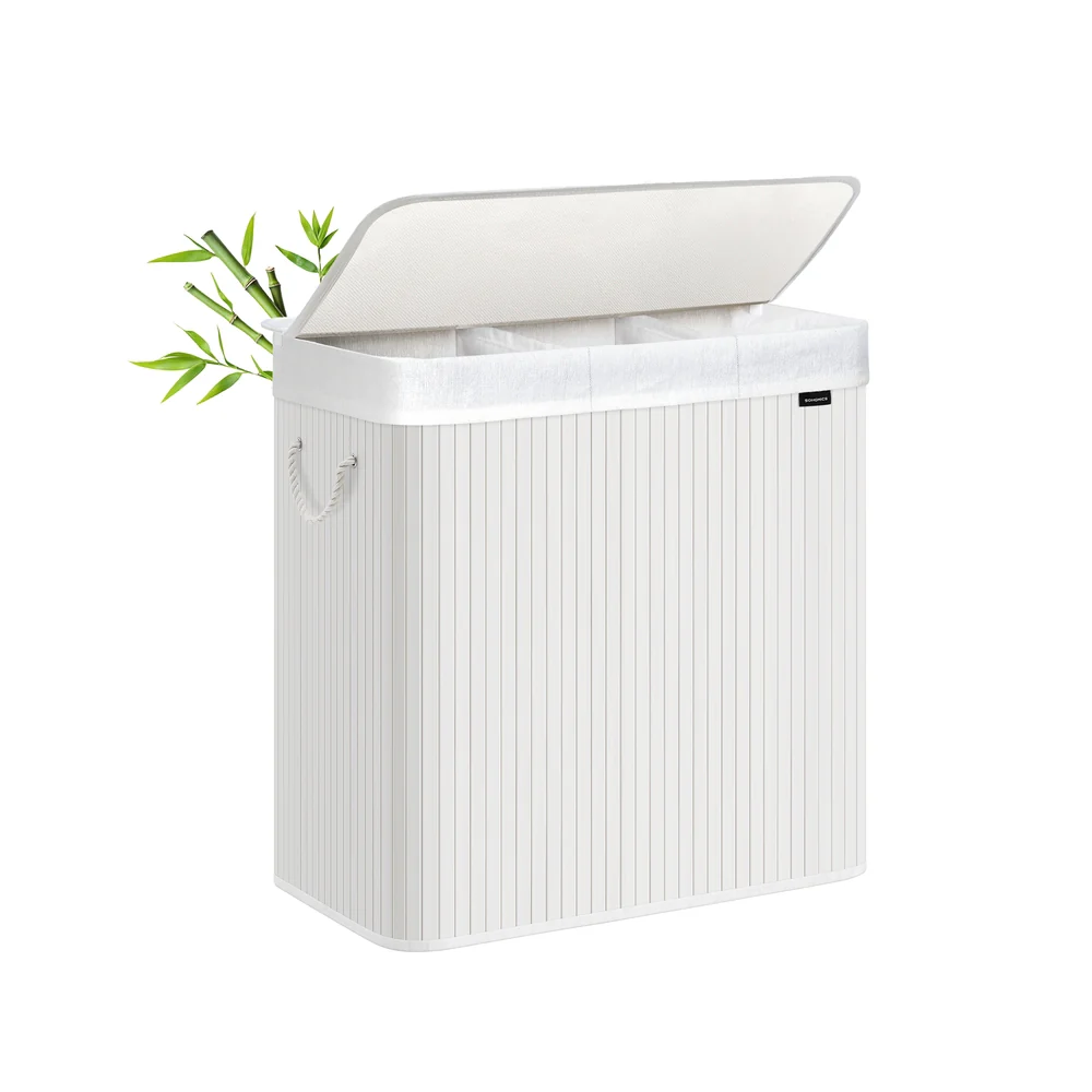 3-Section Foldable Laundry Basket with Lid 150L - Image 3