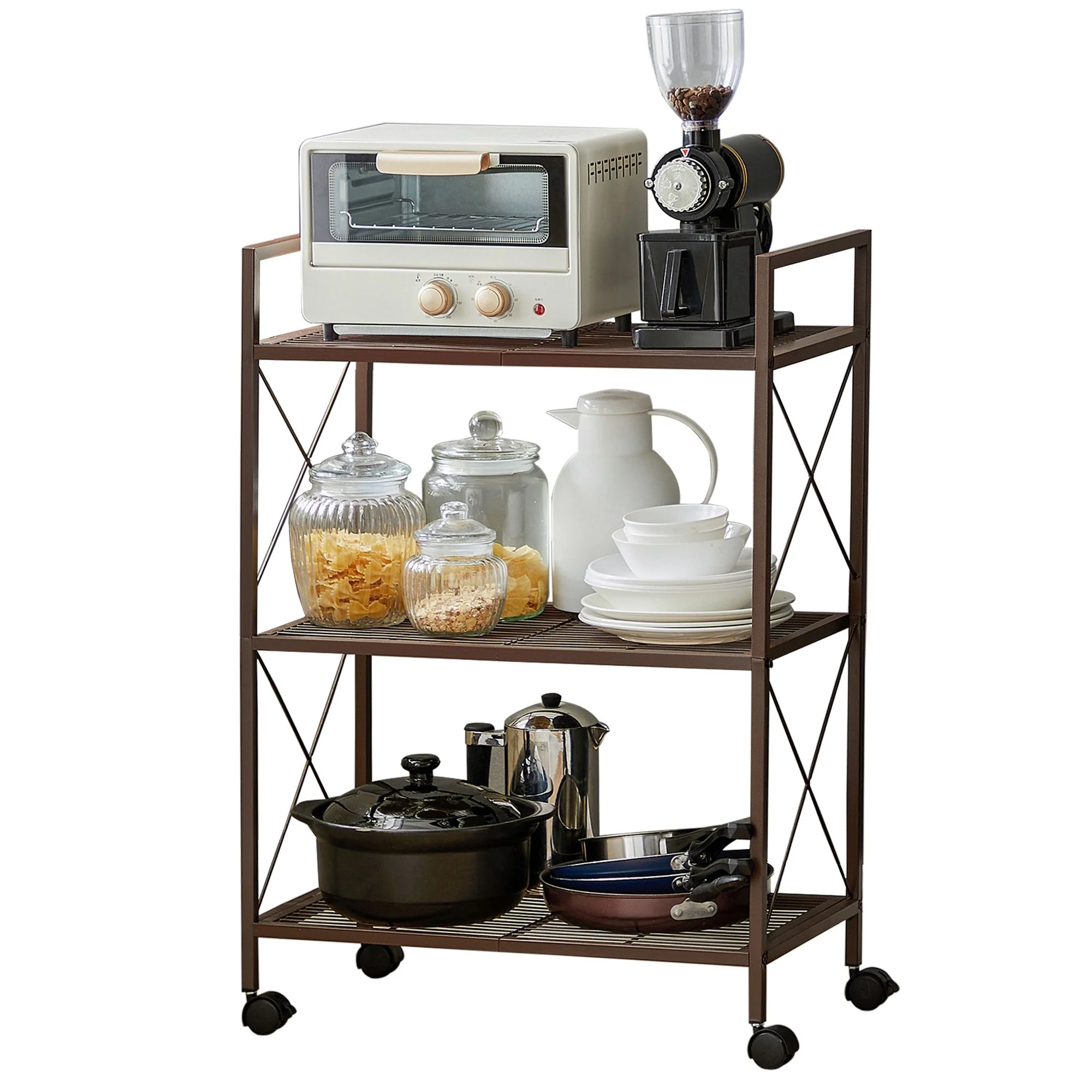 3-Tier Metal Storage Rack with Wheels - Image 2