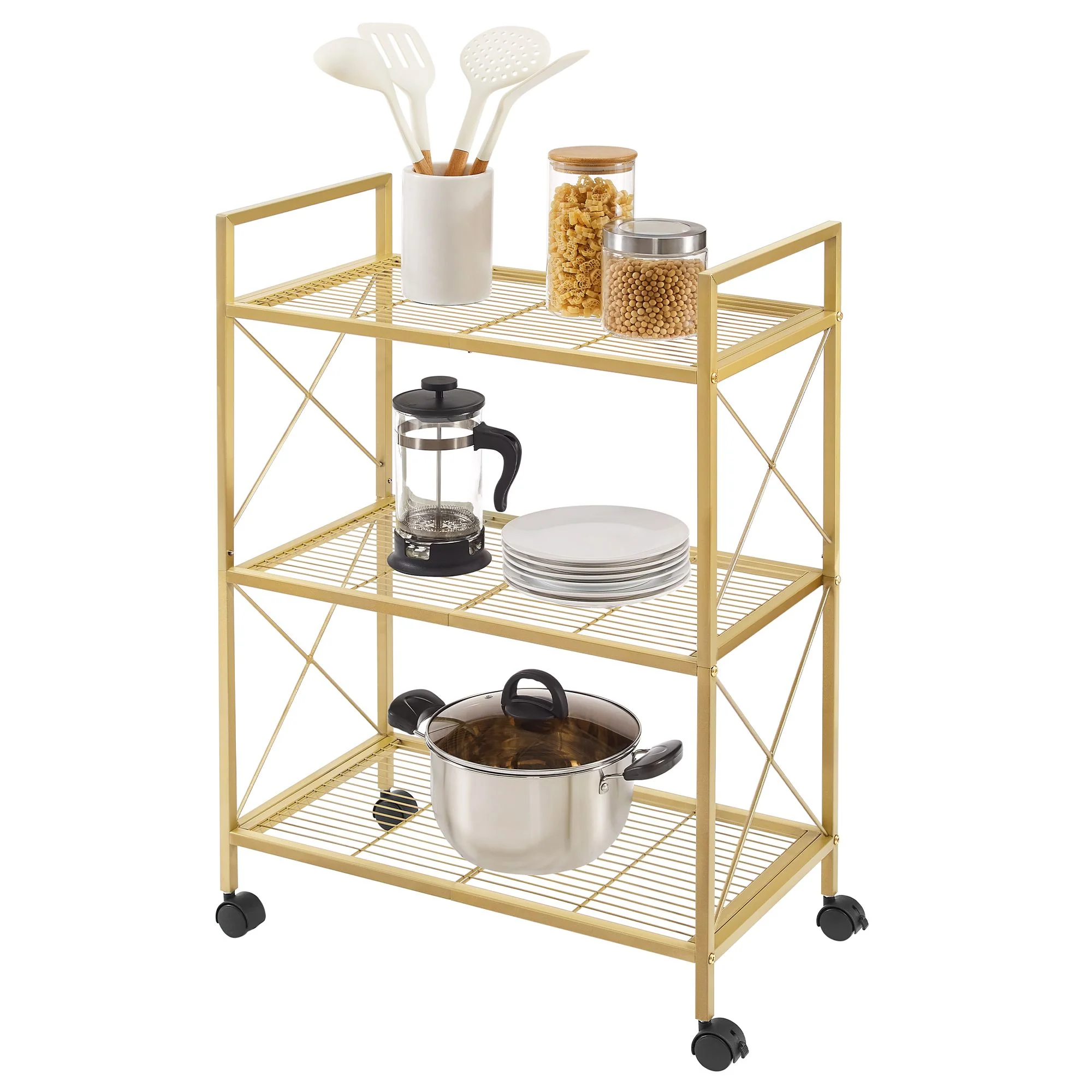 3-Tier Metal Storage Rack with Wheels - Image 3