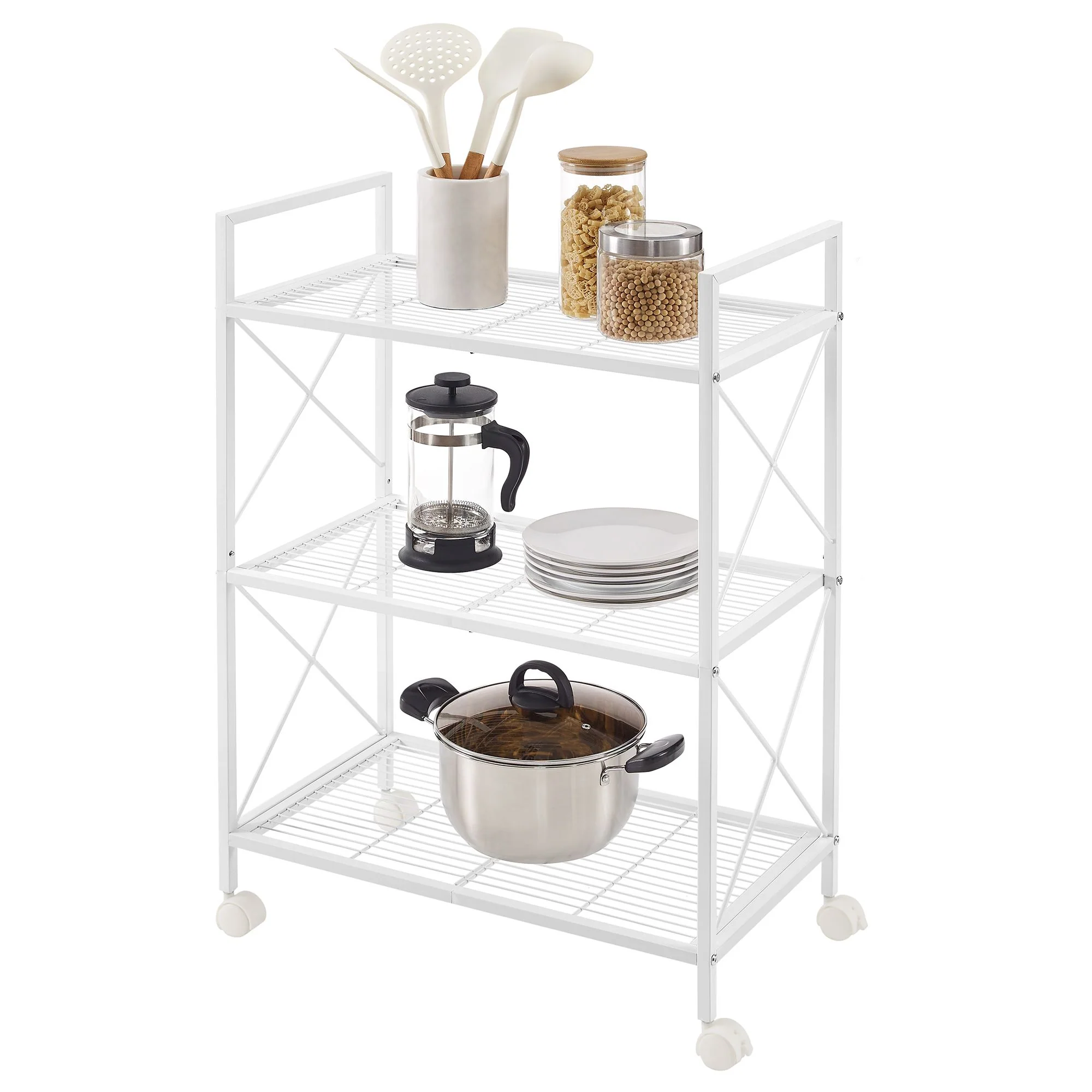 3-Tier Metal Storage Rack with Wheels - Image 4
