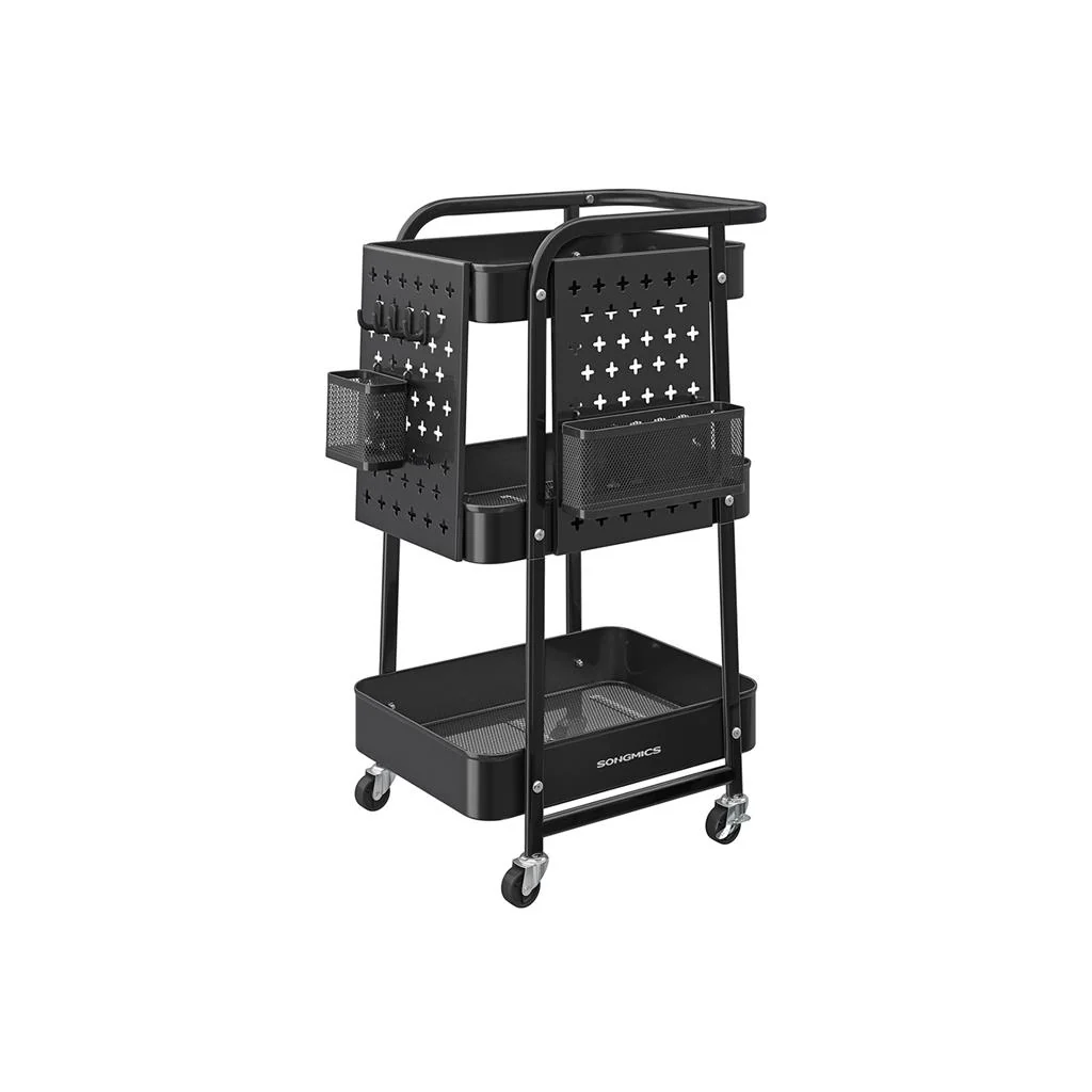 3-Tier Storage Cart with Pegboards - Image 2