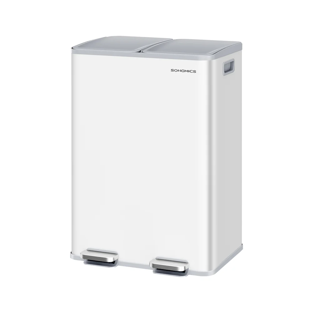 30L x 2 Trash Bin, Dual Pedal, Soft-Close, Stainless Steel, 15 Liners