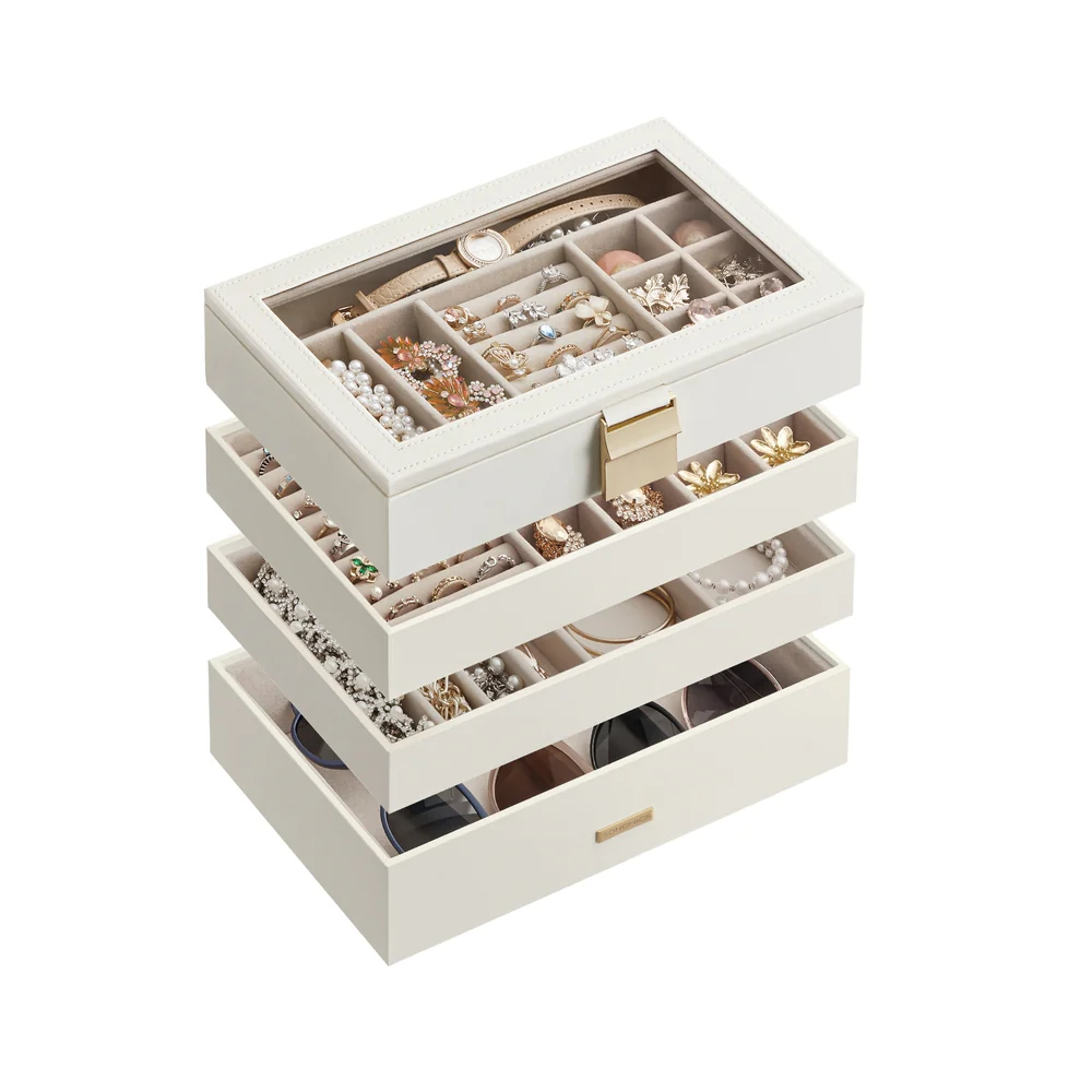 Stackable Jewelry Trays with Glass Lid - Image 2