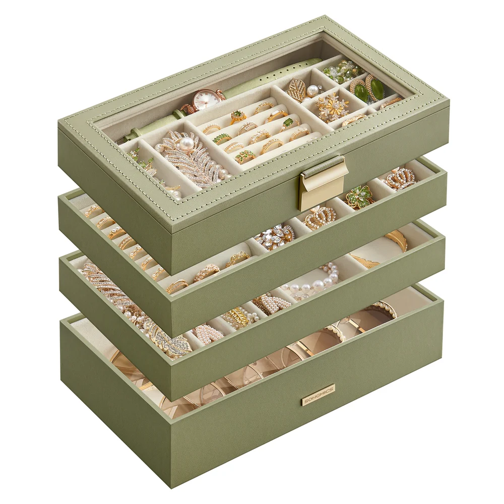 Stackable Jewelry Trays with Glass Lid - Image 3