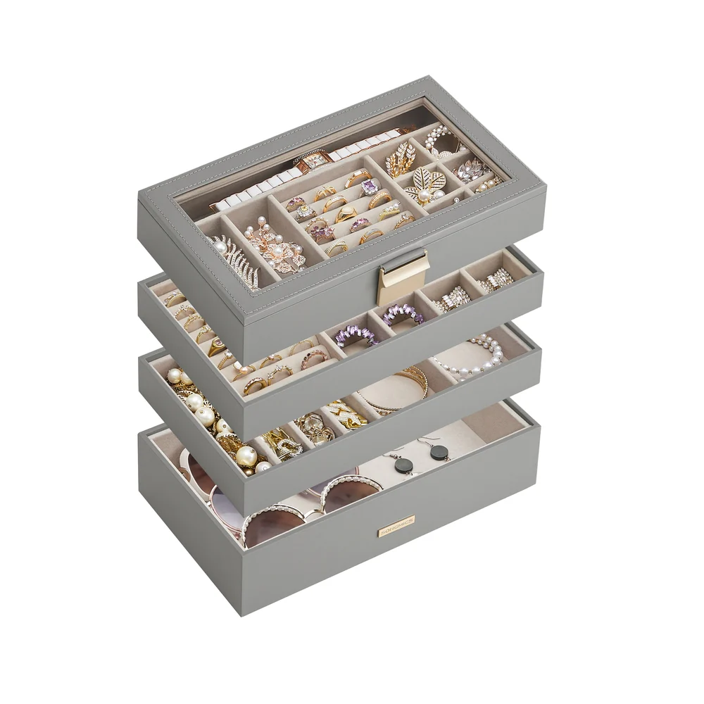 Stackable Jewelry Trays with Glass Lid - Image 5