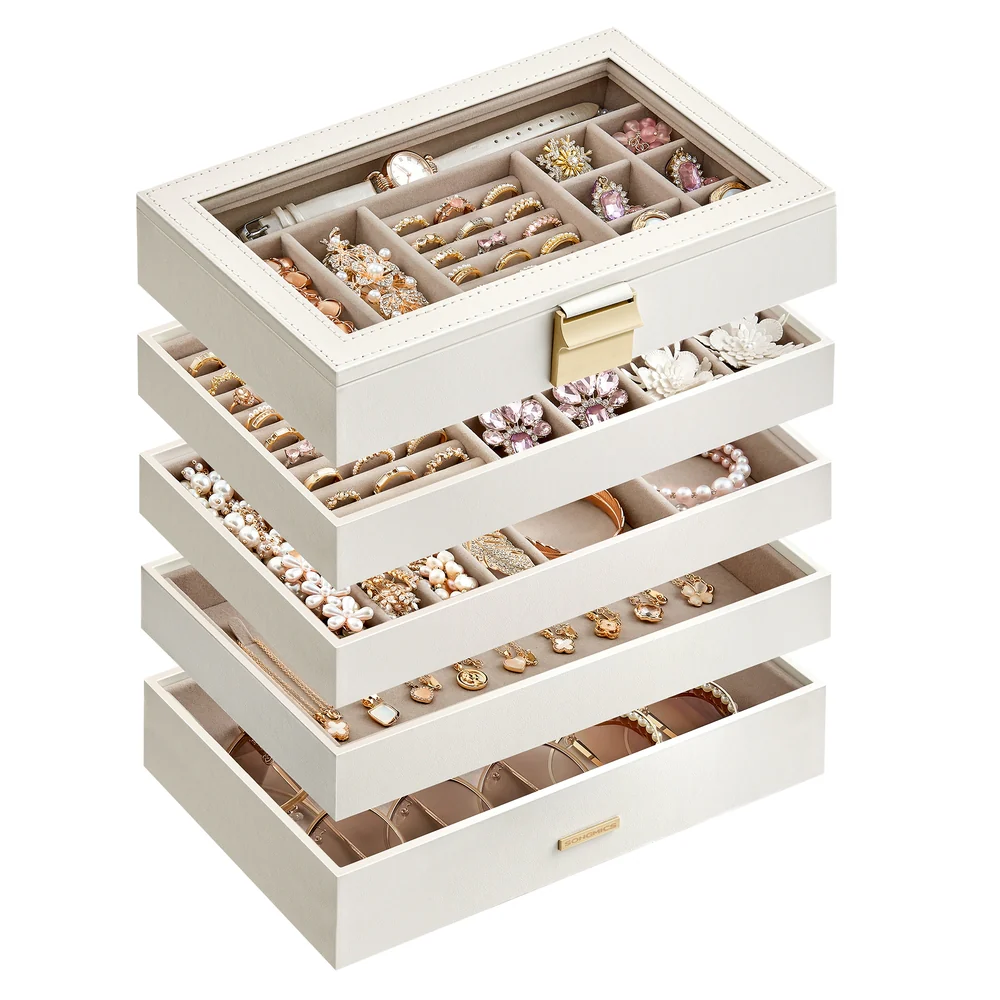 Stackable Jewelry Trays with Glass Lid - Image 6