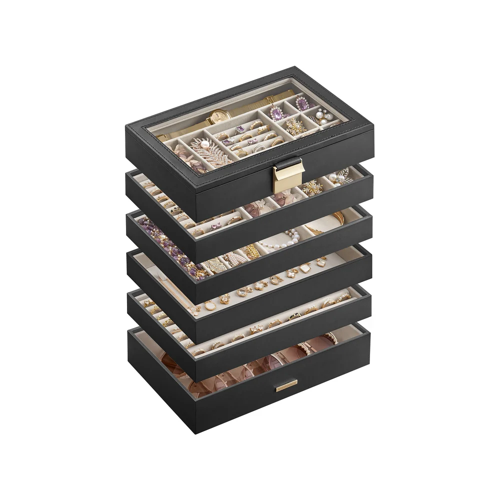 Stackable Jewelry Trays with Glass Lid - Image 8