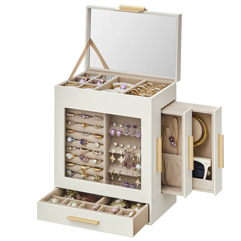 5-Layer Jewelry Box with 3 Side Drawers