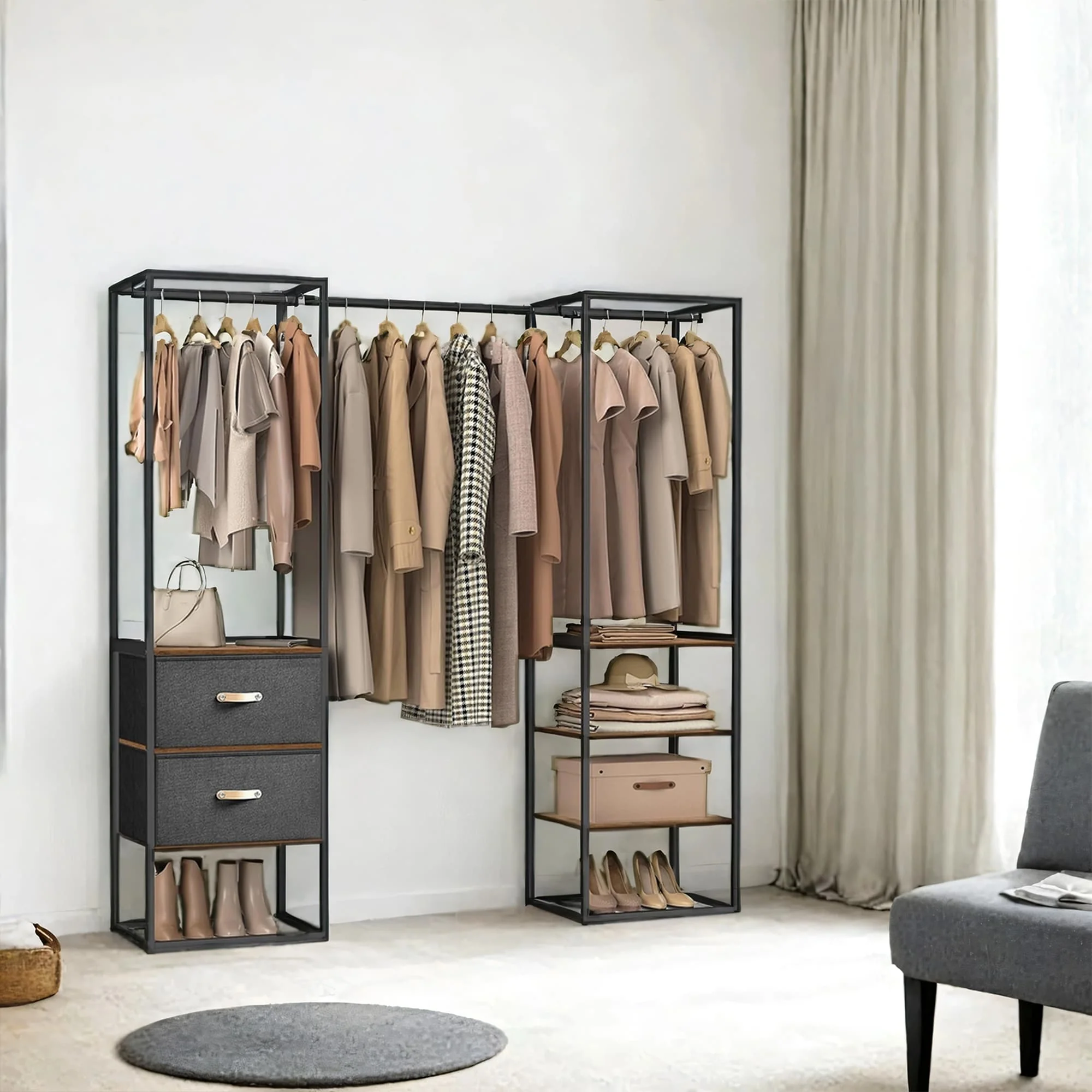 Freestanding heavy duty clothes rack with extendable hanging rod - Image 2