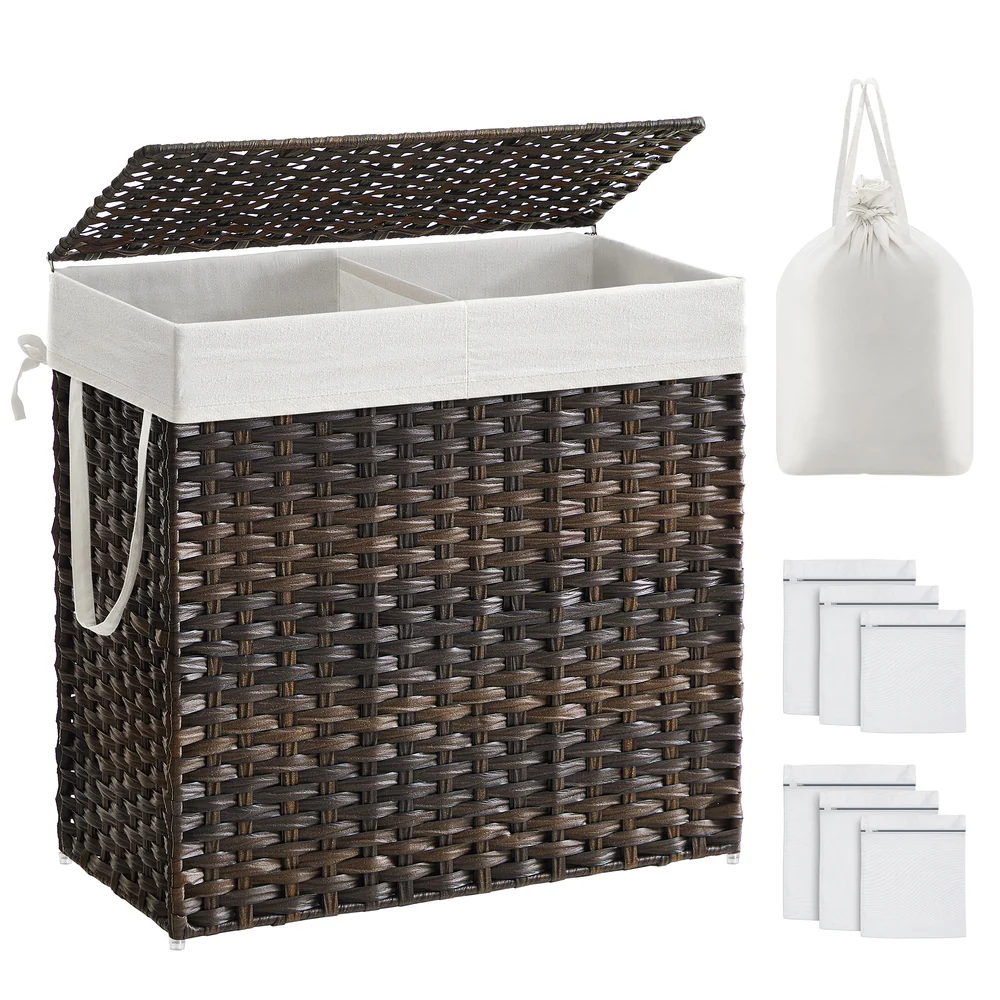 Wicker Laundry Hamper with Lid - Image 3