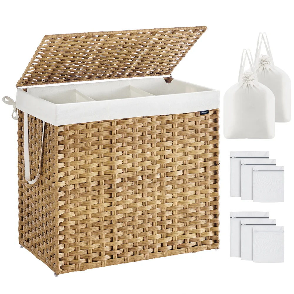 Wicker Laundry Hamper with Lid - Image 4