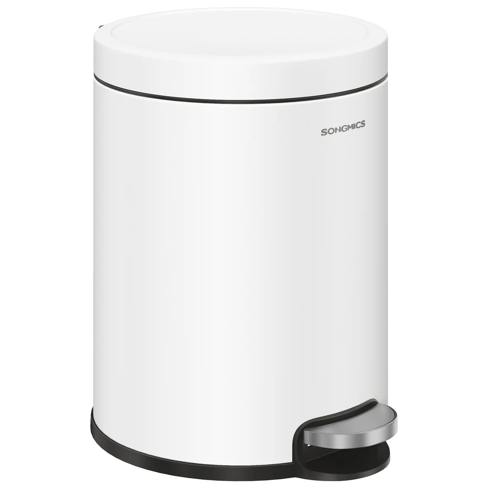 Bathroom trash can with soft close lid and pedal
