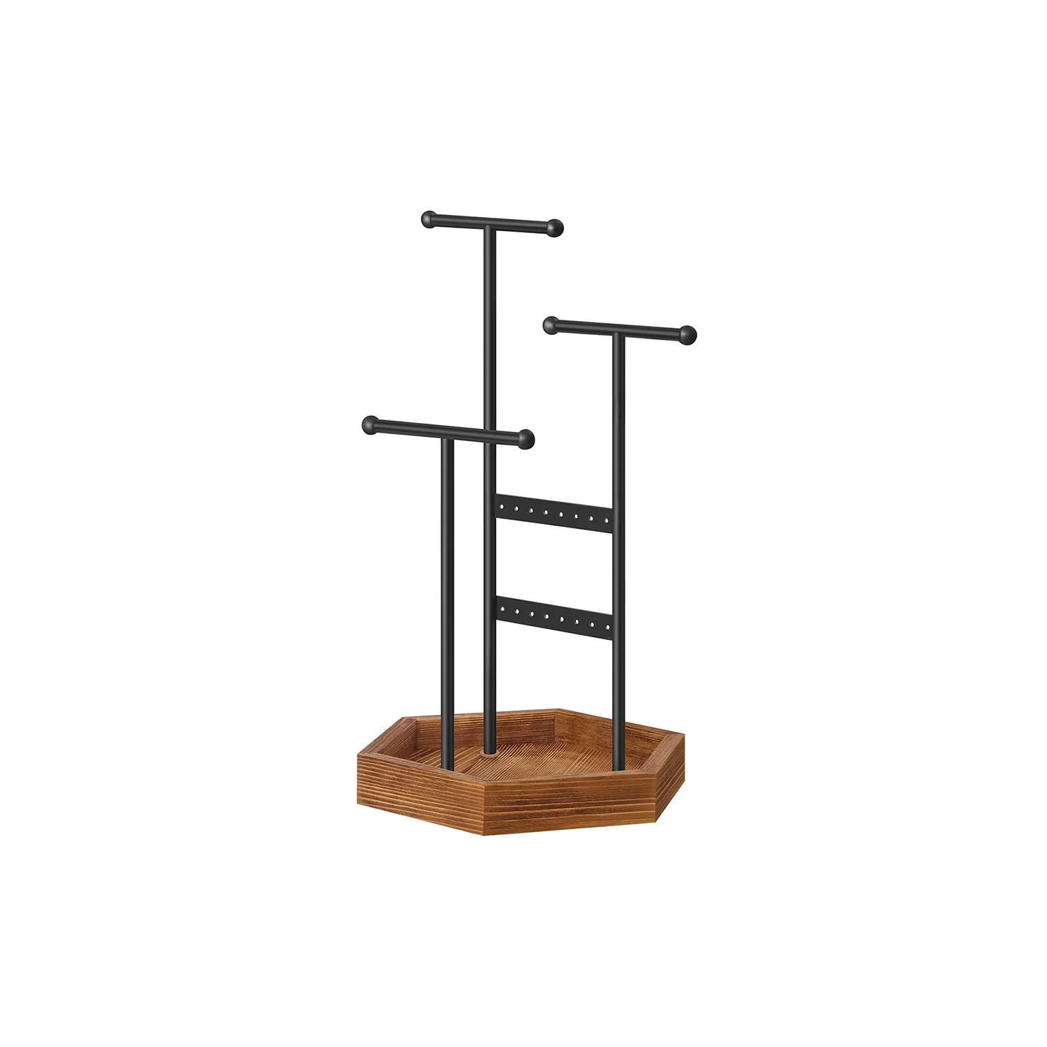Jewelry Holder with 3 T-Bars and Tray
