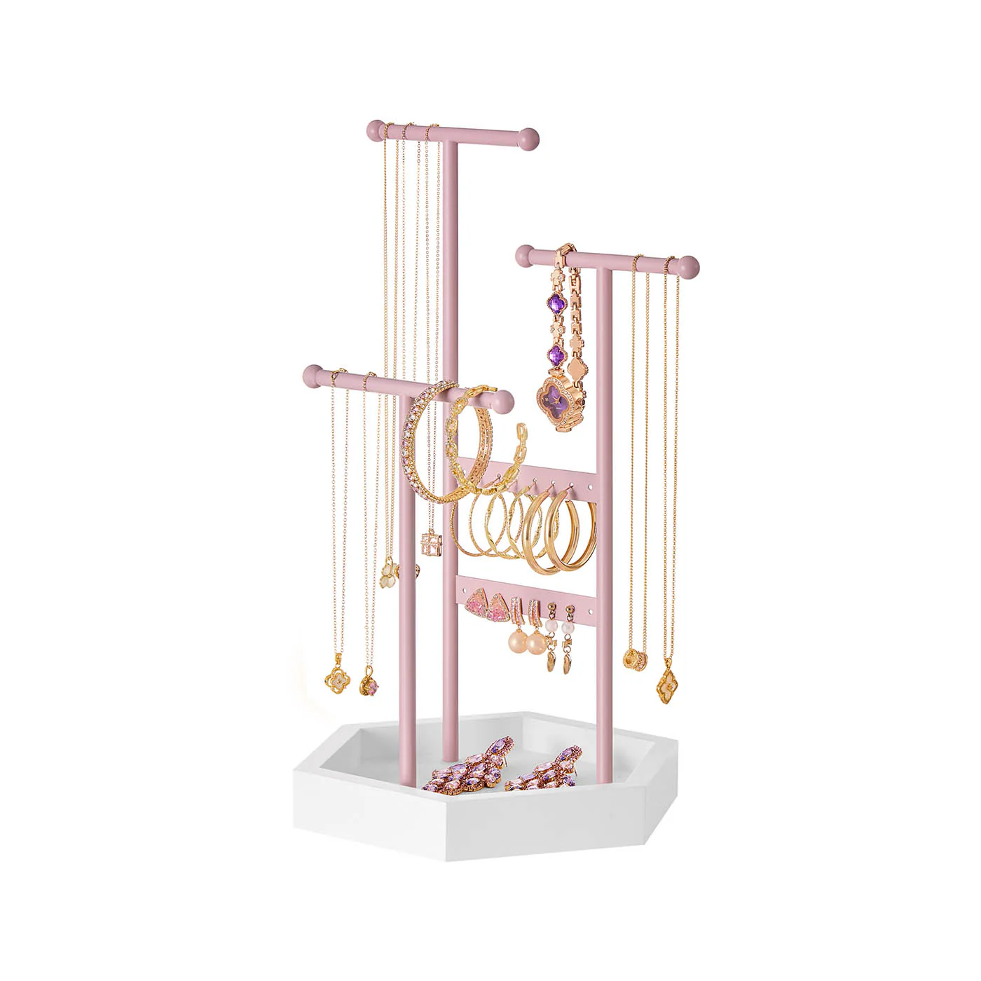 Jewelry Holder with 3 T-Bars and Tray - Image 5