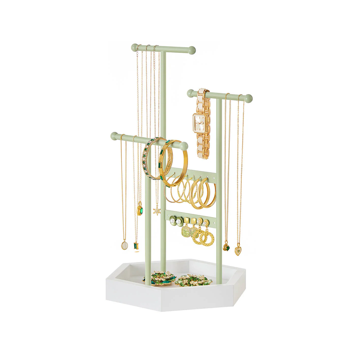 Jewelry Holder with 3 T-Bars and Tray - Image 6