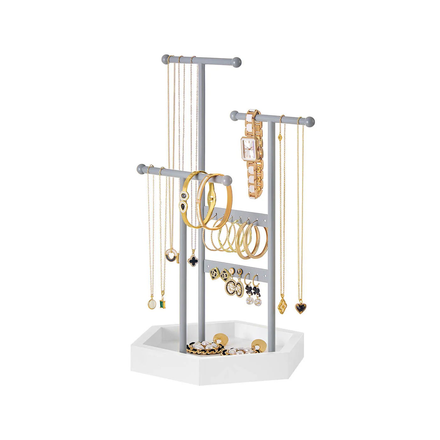 Jewelry Holder with 3 T-Bars and Tray - Image 7