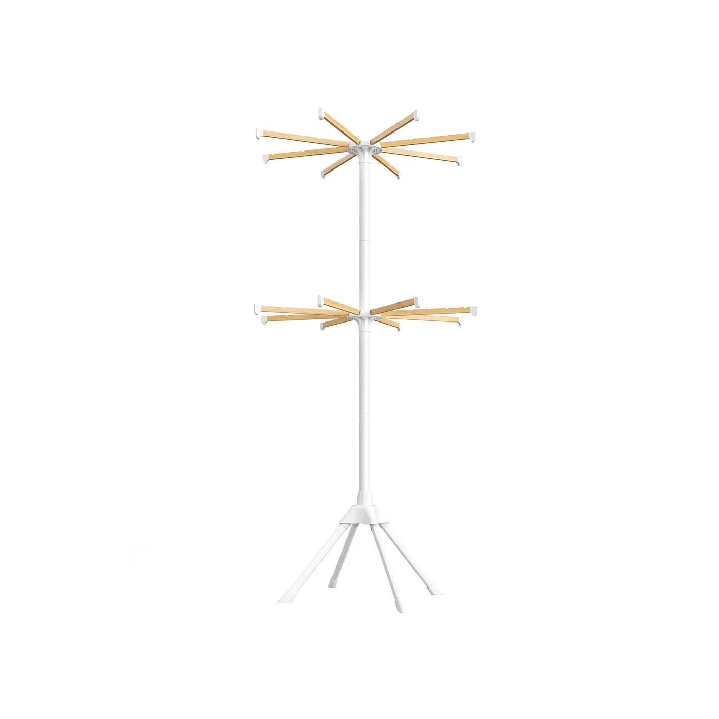 Foldable clothes drying rack with bamboo rods for indoor laundry