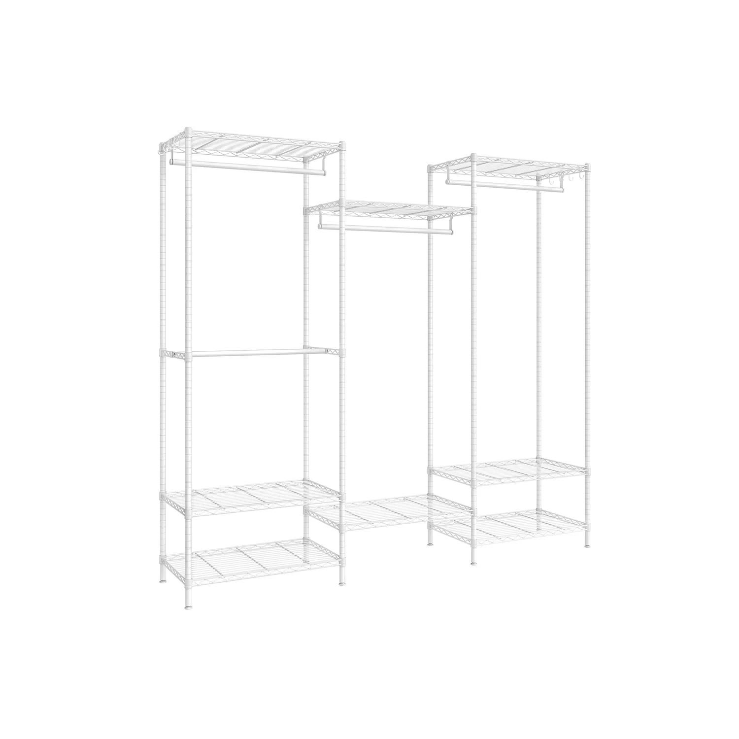 Dividable Clothing Rack with Adjustable Shelves and Hanging Rails