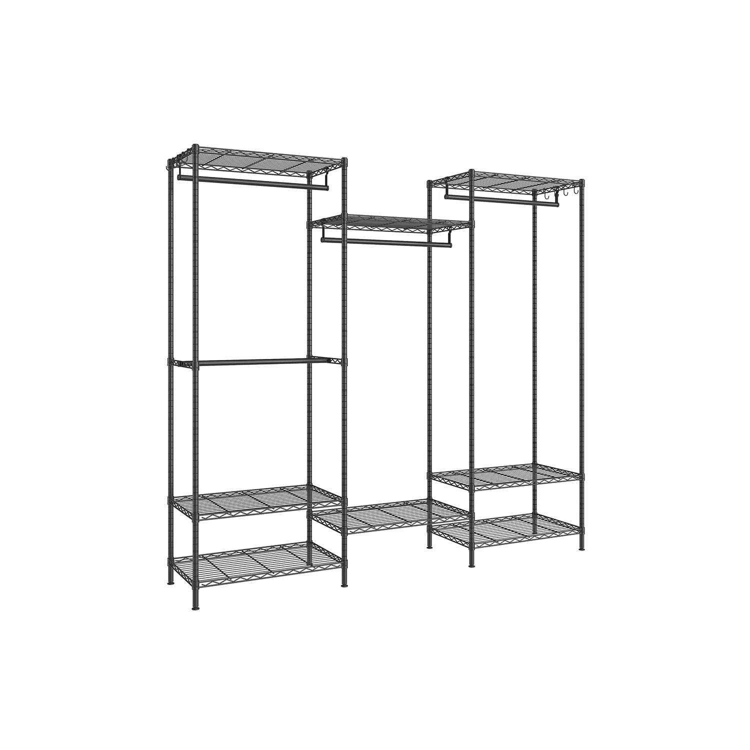 Dividable Clothing Rack with Adjustable Shelves and Hanging Rails - Image 2