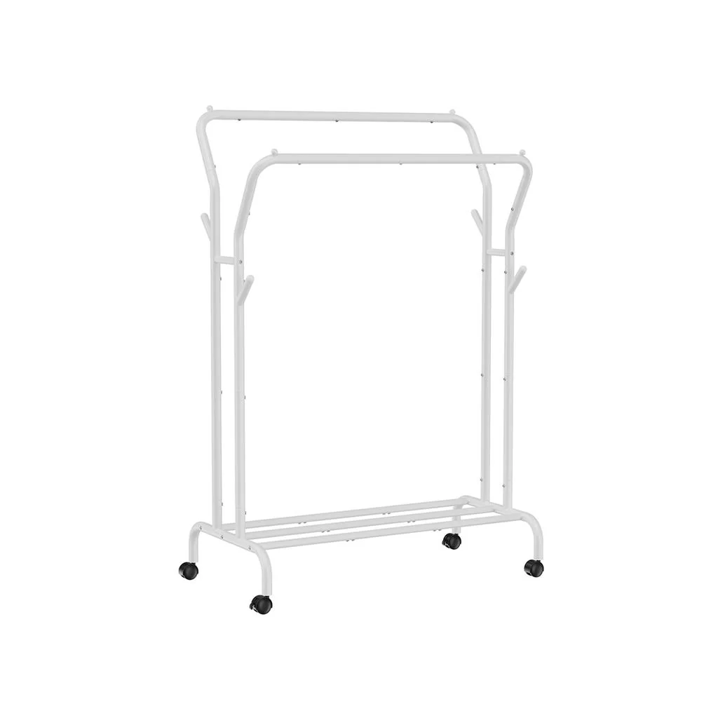 Double-Rod Clothes Rack with Wheels 40.7 Inches - Image 2