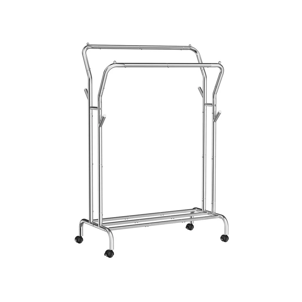 Double-Rod Clothes Rack with Wheels 40.7 Inches - Image 3
