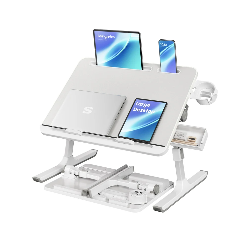 Foldable bed laptop desk with adjustable tilt and cup holder - Image 2