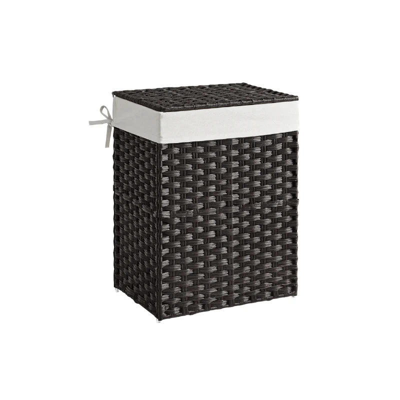Handwoven Laundry Basket with Lid - Image 3