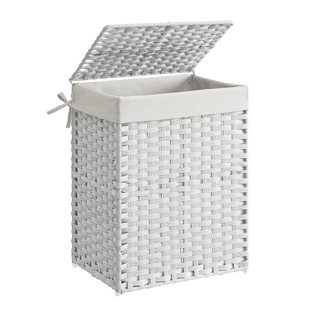 Handwoven Laundry Basket with Lid - Image 4