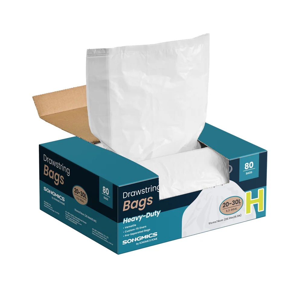 Heavy-Duty Garbage Bags with Drawstrings