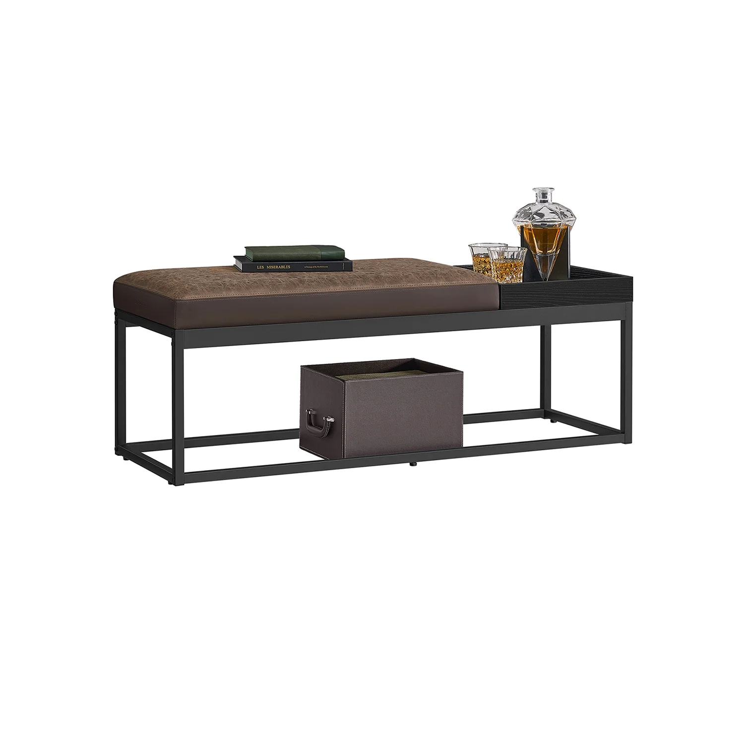 LUIZ Collection - Ottoman Bench with Small Shelf - Image 4