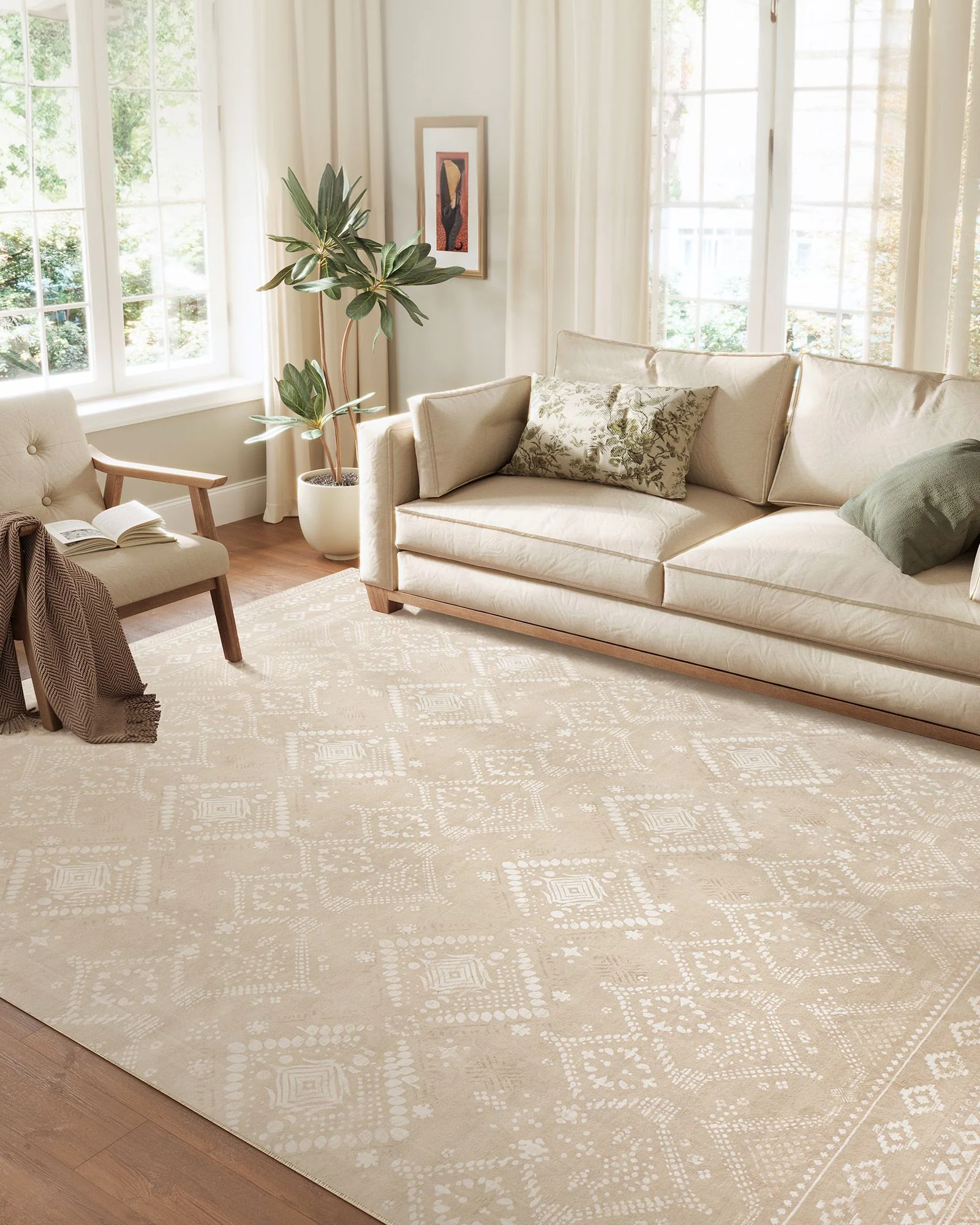 SONGMICS HOME Area Rug, 8x10 ft Rug for Bedroom, Non-Slip Carpet, Home Decor, for Living Room, Machine Washable