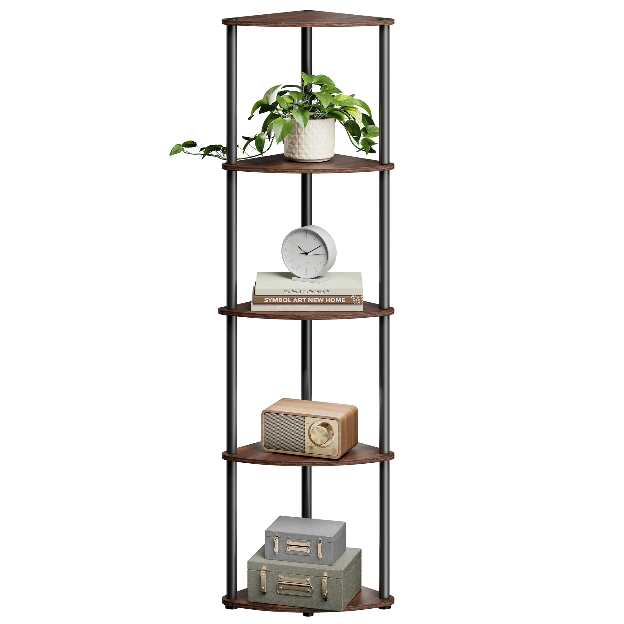 SONGMICS HOME Corner Shelf, Superfast Toolless Assembly, 5-Tier Corner Standing Shelf, Corner Shelf Stand - Image 2
