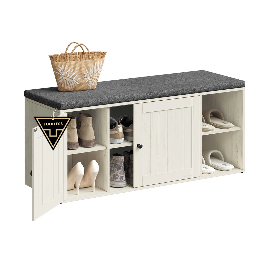 Storage bench shoe cabinet with door for entryway or bedroom