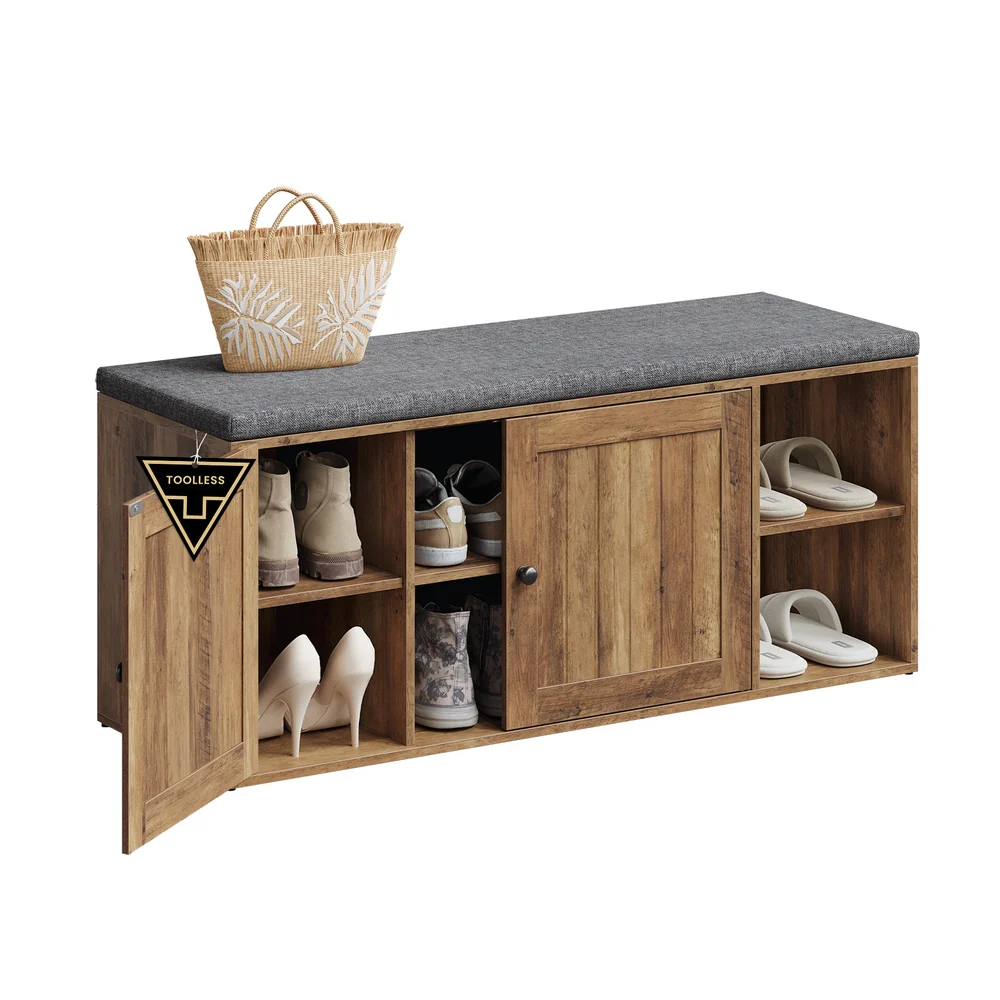 Storage bench shoe cabinet with door for entryway or bedroom - Image 2